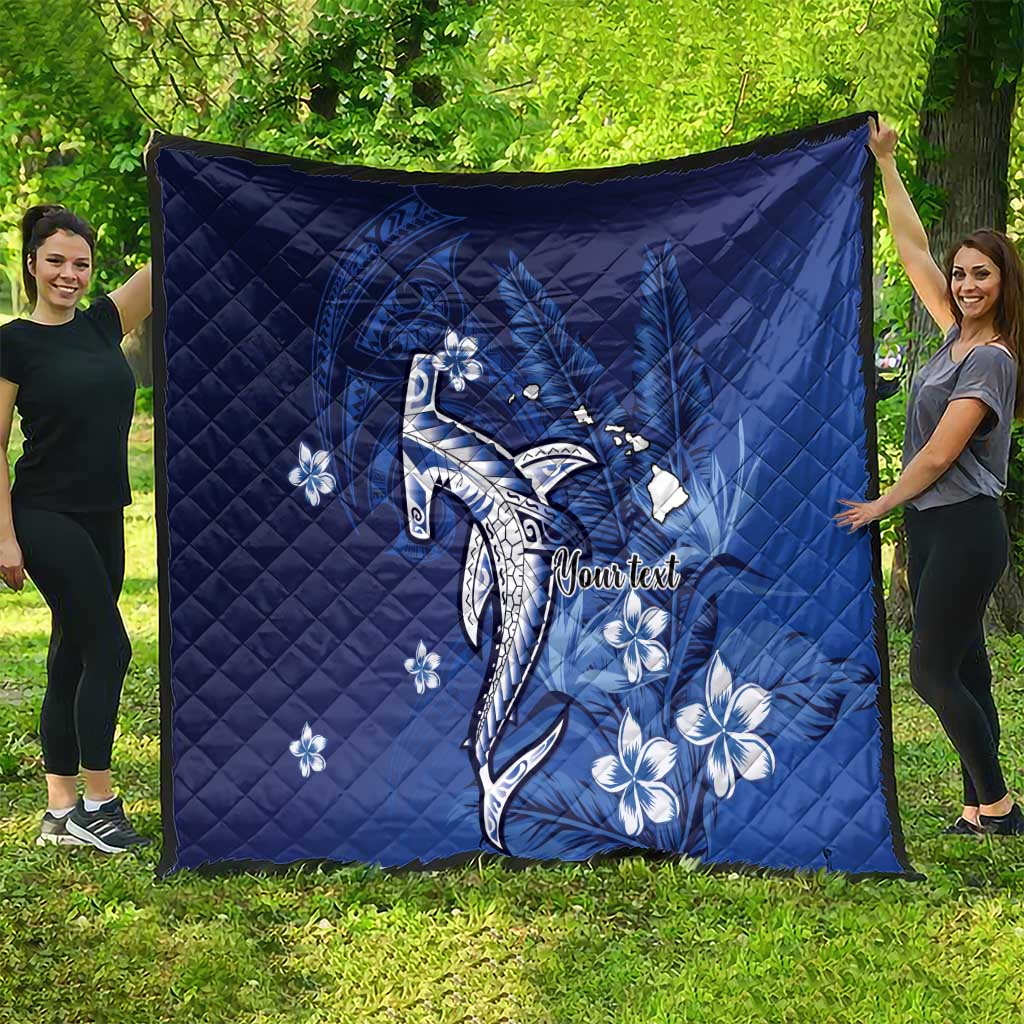 Personalized Hawaiian Maori Hammerhead Shark Quilt Polu Plumeria - Polynesian Pride