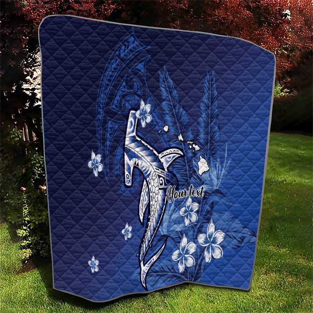 Personalized Hawaiian Maori Hammerhead Shark Quilt Polu Plumeria - Polynesian Pride