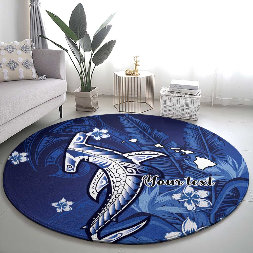 Personalized Hawaiian Maori Hammerhead Shark Round Carpet Polu Plumeria LT9 - Polynesian Pride
