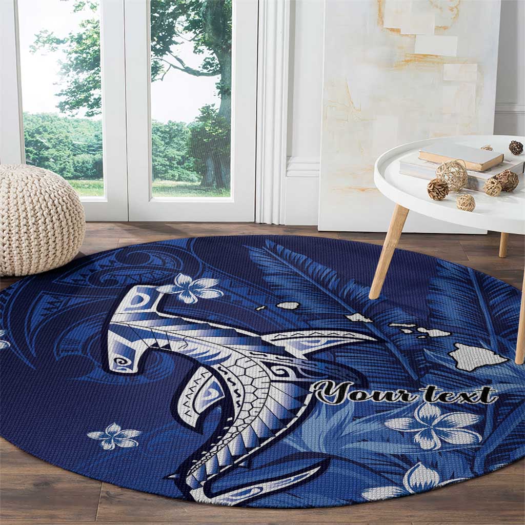 Personalized Hawaiian Maori Hammerhead Shark Round Carpet Polu Plumeria LT9 - Polynesian Pride