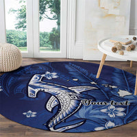 Personalized Hawaiian Maori Hammerhead Shark Round Carpet Polu Plumeria LT9 - Polynesian Pride