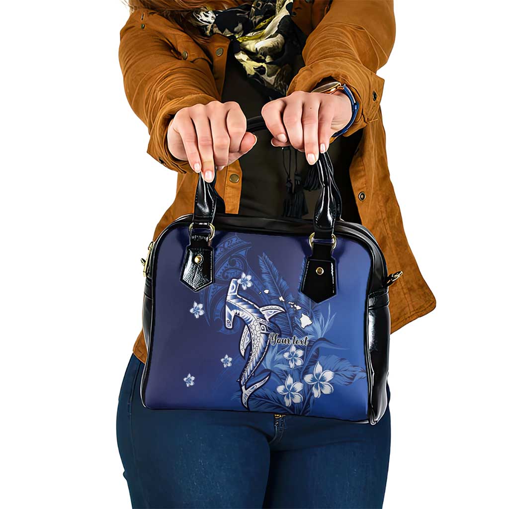 Personalized Hawaiian Maori Hammerhead Shark Shoulder Handbag Polu Plumeria LT9 One Size Blue - Polynesian Pride