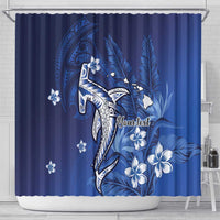 Personalized Hawaiian Maori Hammerhead Shark Shower Curtain Polu Plumeria LT9 - Polynesian Pride