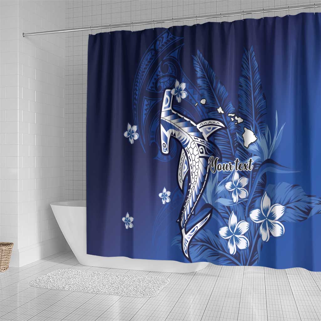 Personalized Hawaiian Maori Hammerhead Shark Shower Curtain Polu Plumeria LT9 - Polynesian Pride