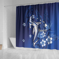 Personalized Hawaiian Maori Hammerhead Shark Shower Curtain Polu Plumeria LT9 - Polynesian Pride