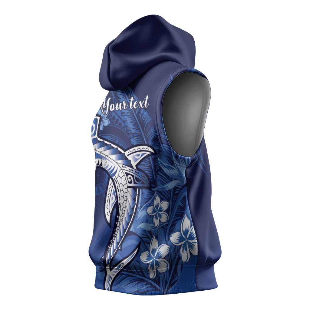 Personalized Hawaiian Maori Hammerhead Shark Sleeveless Hoodie Polu Plumeria LT9 - Polynesian Pride