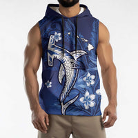 Personalized Hawaiian Maori Hammerhead Shark Sleeveless Hoodie Polu Plumeria LT9 - Polynesian Pride