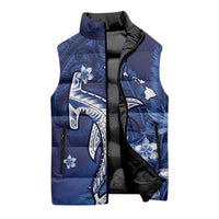 Personalized Hawaiian Maori Hammerhead Shark Sleeveless Puffer Jacket Polu Plumeria LT9 - Polynesian Pride