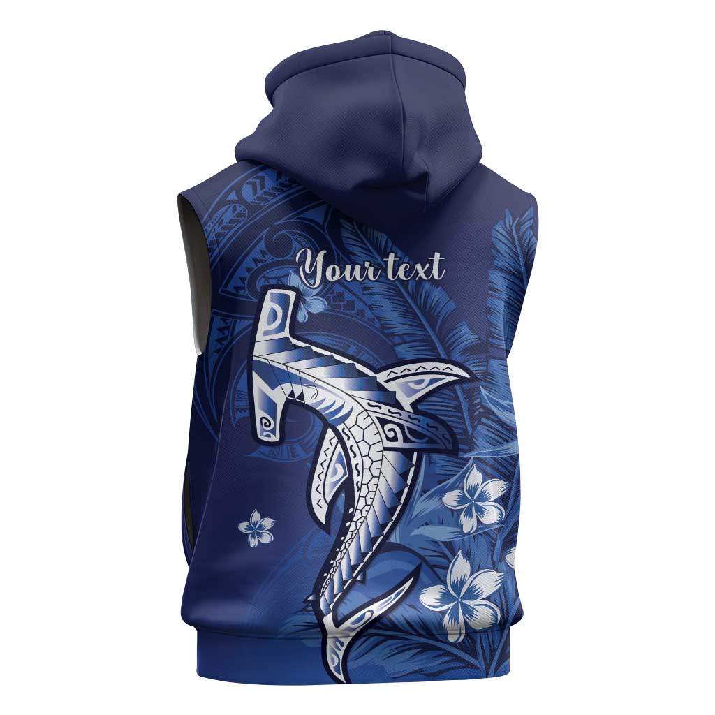 Personalized Hawaiian Maori Hammerhead Shark Sleeveless Zip Hoodie Polu Plumeria LT9 - Polynesian Pride