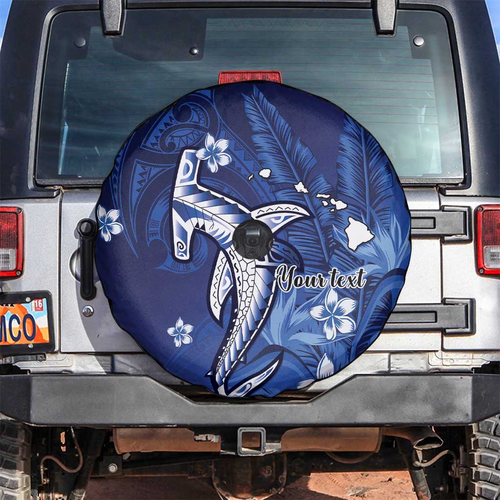 Personalized Hawaiian Maori Hammerhead Shark Spare Tire Cover Polu Plumeria LT9 Blue - Polynesian Pride