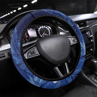 Hawaiian Maori Hammerhead Shark Steering Wheel Cover Polu Plumeria LT9 Universal Fit Blue - Polynesian Pride