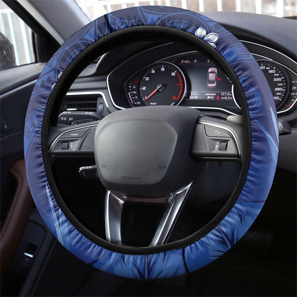 Hawaiian Maori Hammerhead Shark Steering Wheel Cover Polu Plumeria LT9 - Polynesian Pride