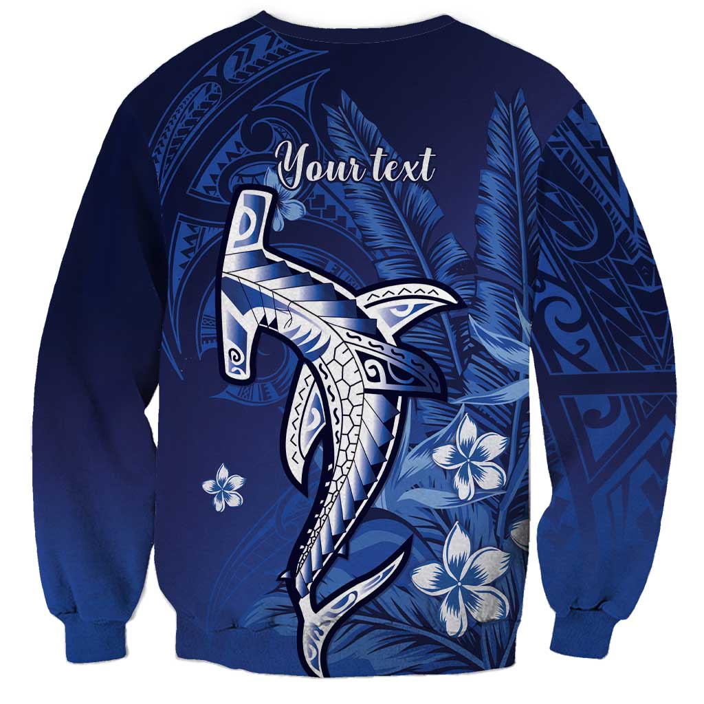 Personalized Hawaiian Maori Hammerhead Shark Sweatshirt Polu Plumeria LT9 - Polynesian Pride
