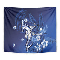 Personalized Hawaiian Maori Hammerhead Shark Tapestry Polu Plumeria LT9 - Polynesian Pride