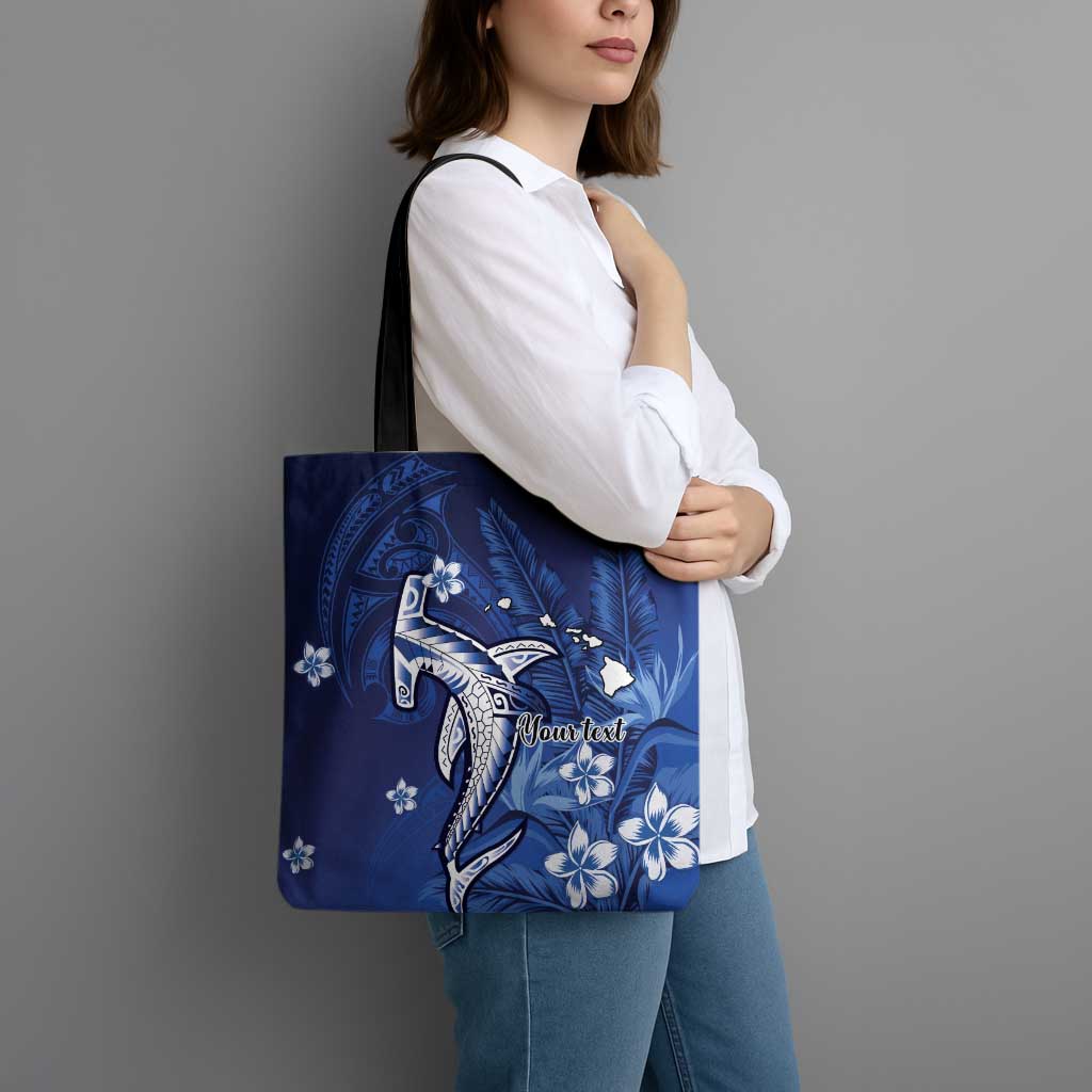 Personalized Hawaiian Maori Hammerhead Shark Tote Bag Polu Plumeria LT9 - Polynesian Pride