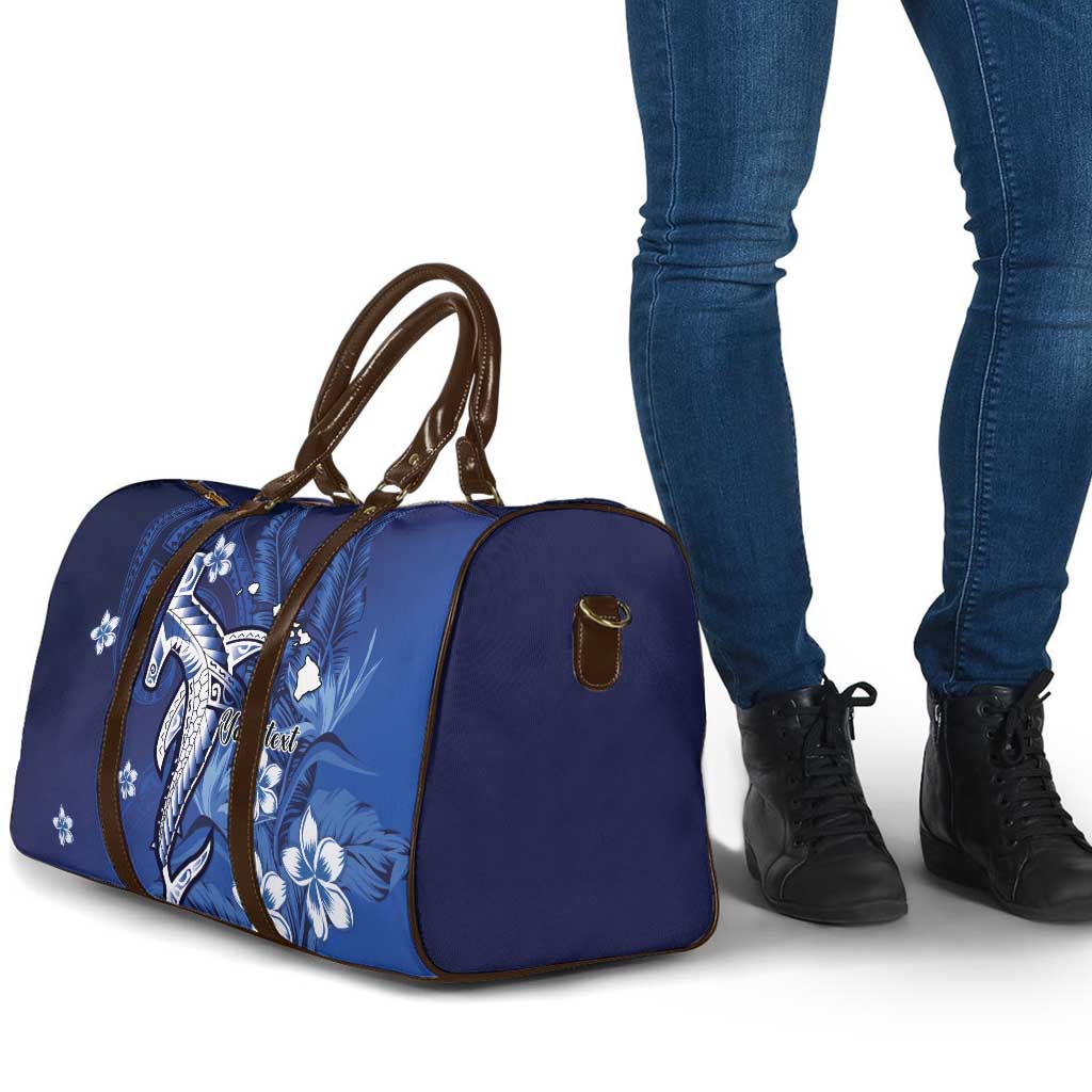 Personalized Hawaiian Maori Hammerhead Shark Travel Bag Polu Plumeria LT9 - Polynesian Pride
