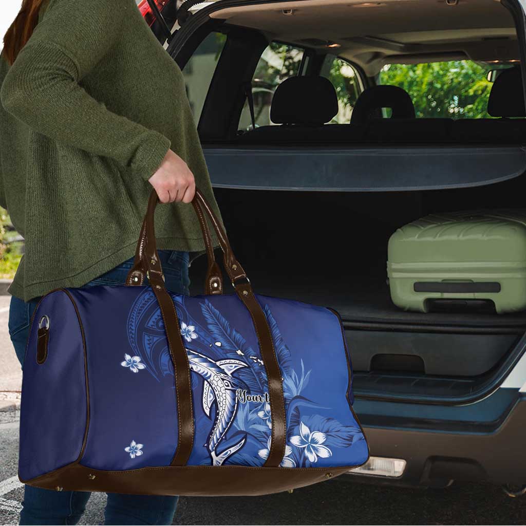 Personalized Hawaiian Maori Hammerhead Shark Travel Bag Polu Plumeria LT9 - Polynesian Pride
