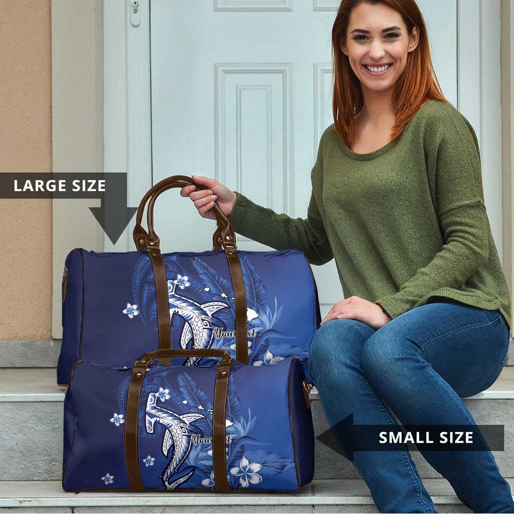 Personalized Hawaiian Maori Hammerhead Shark Travel Bag Polu Plumeria LT9 - Polynesian Pride