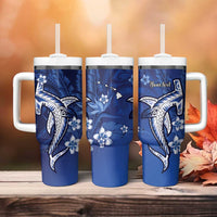 Personalized Hawaiian Maori Hammerhead Shark Tumbler With Handle Polu Plumeria LT9 - Polynesian Pride