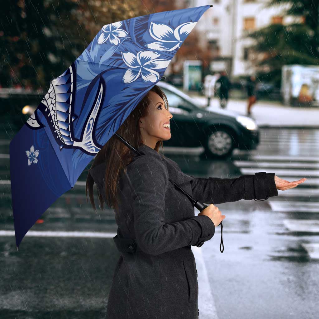 Personalized Hawaiian Maori Hammerhead Shark Umbrella Polu Plumeria LT9 - Polynesian Pride