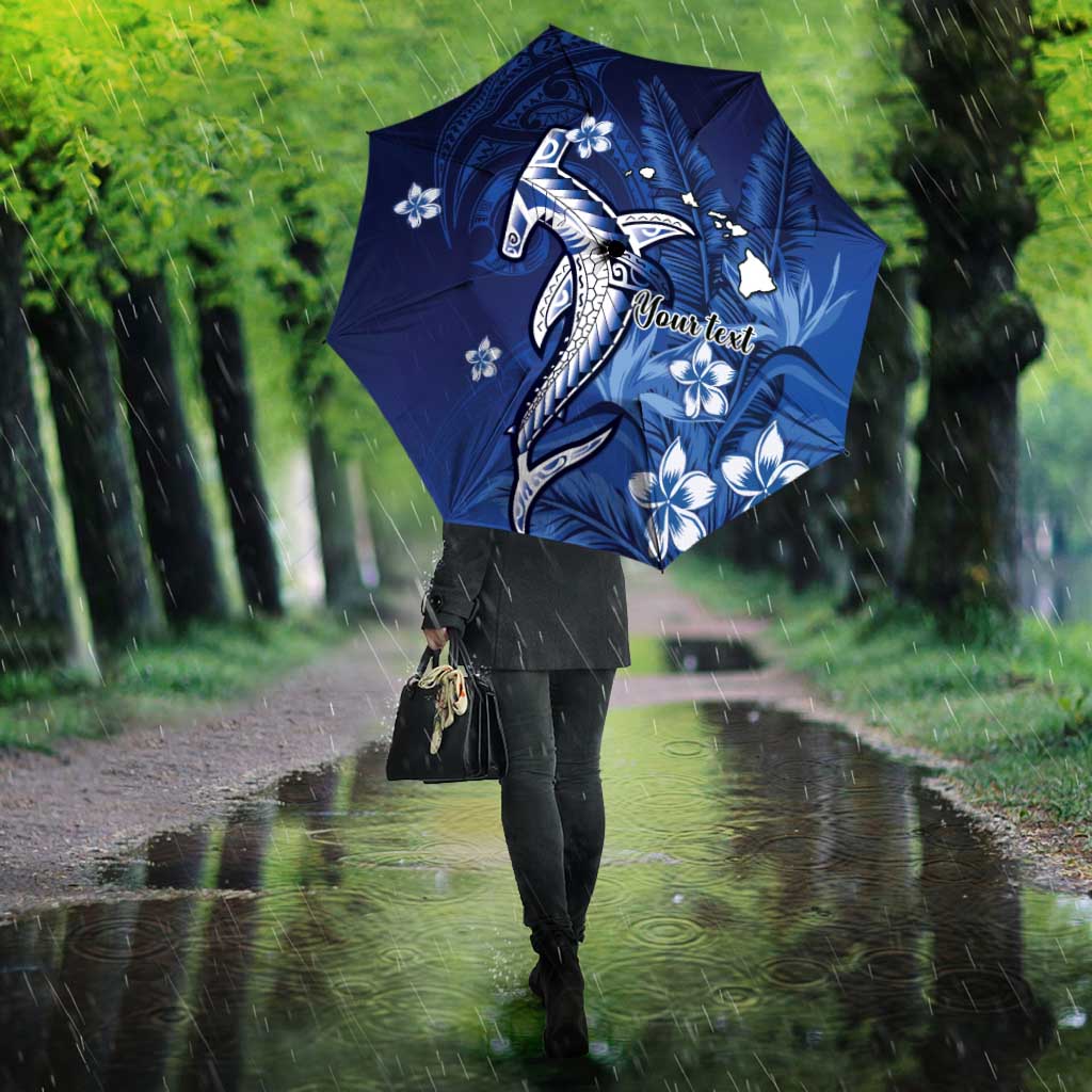 Personalized Hawaiian Maori Hammerhead Shark Umbrella Polu Plumeria LT9 - Polynesian Pride