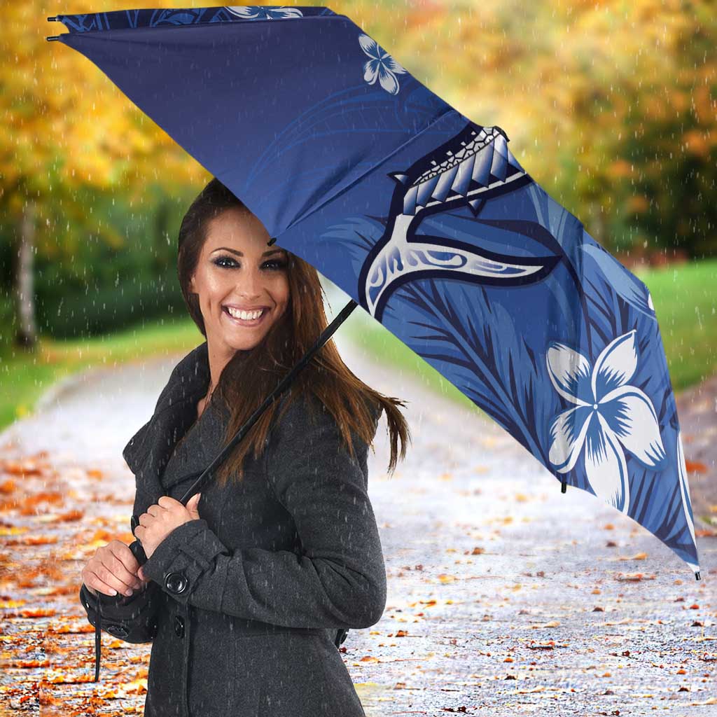Personalized Hawaiian Maori Hammerhead Shark Umbrella Polu Plumeria LT9 - Polynesian Pride
