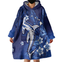 Personalized Hawaiian Maori Hammerhead Shark Wearable Blanket Hoodie Polu Plumeria LT9 - Polynesian Pride