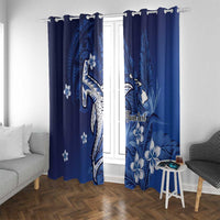 Personalized Hawaiian Maori Hammerhead Shark Window Curtain Polu Plumeria LT9 With Grommets Blue - Polynesian Pride