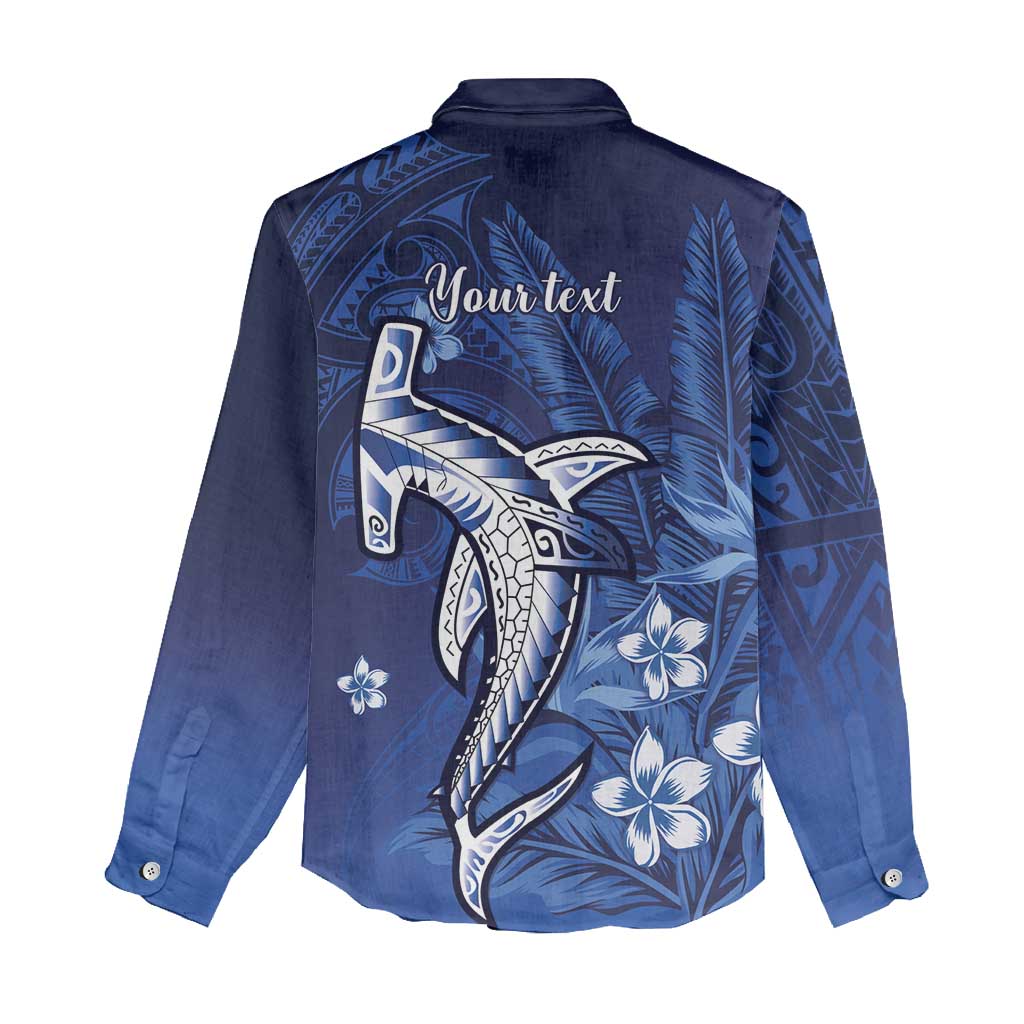 Personalized Hawaiian Maori Hammerhead Shark Women Casual Shirt Polu Plumeria LT9 - Polynesian Pride