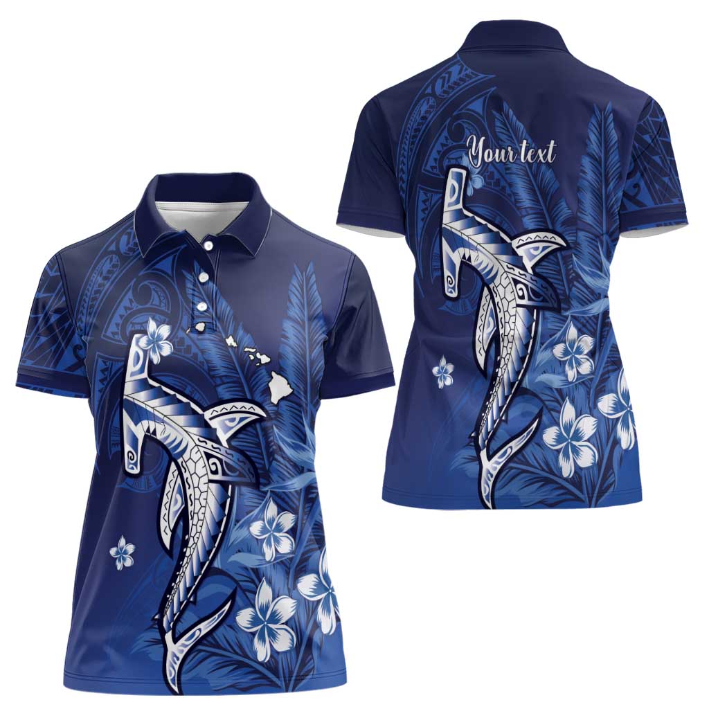 Personalized Hawaiian Maori Hammerhead Shark Women Polo Shirt Polu Plumeria LT9 - Polynesian Pride