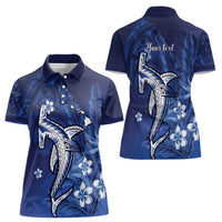 Personalized Hawaiian Maori Hammerhead Shark Women Polo Shirt Polu Plumeria LT9 - Polynesian Pride