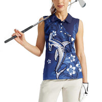 Personalized Hawaiian Maori Hammerhead Shark Women Sleeveless Polo Shirt Polu Plumeria LT9 - Polynesian Pride