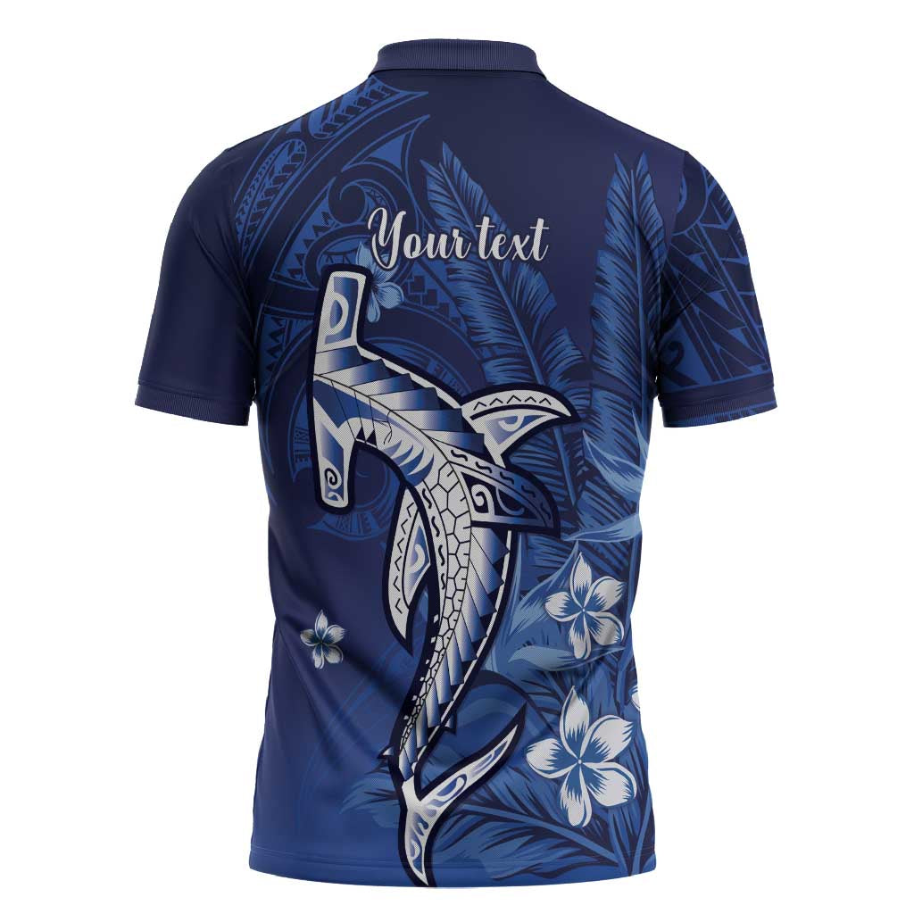 Personalized Hawaiian Maori Hammerhead Shark Zipper Polo Shirt Polu Plumeria LT9 - Polynesian Pride