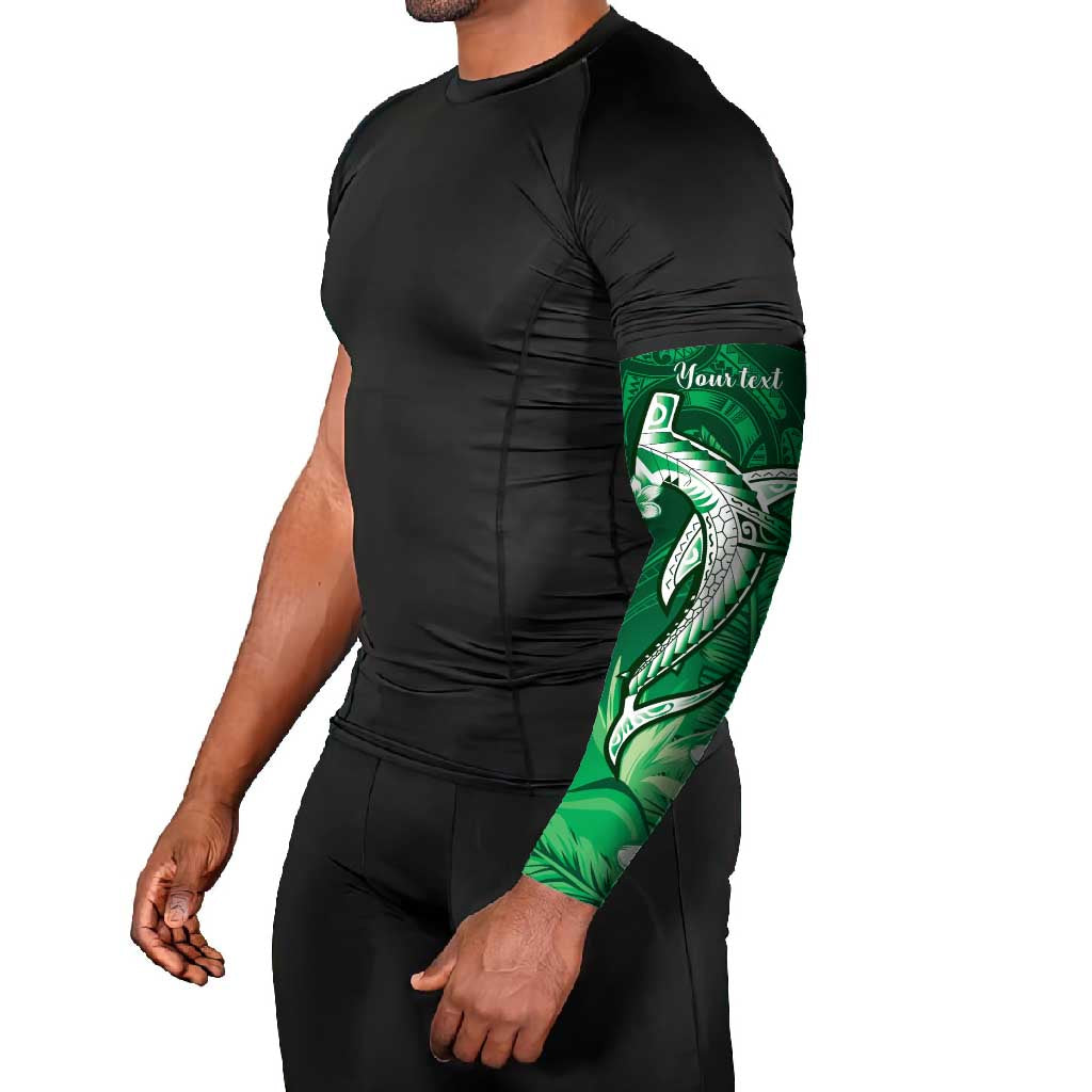 Personalized Hawaiian Maori Hammerhead Shark Arm Sleeves Omaomao Plumeria - Polynesian Pride