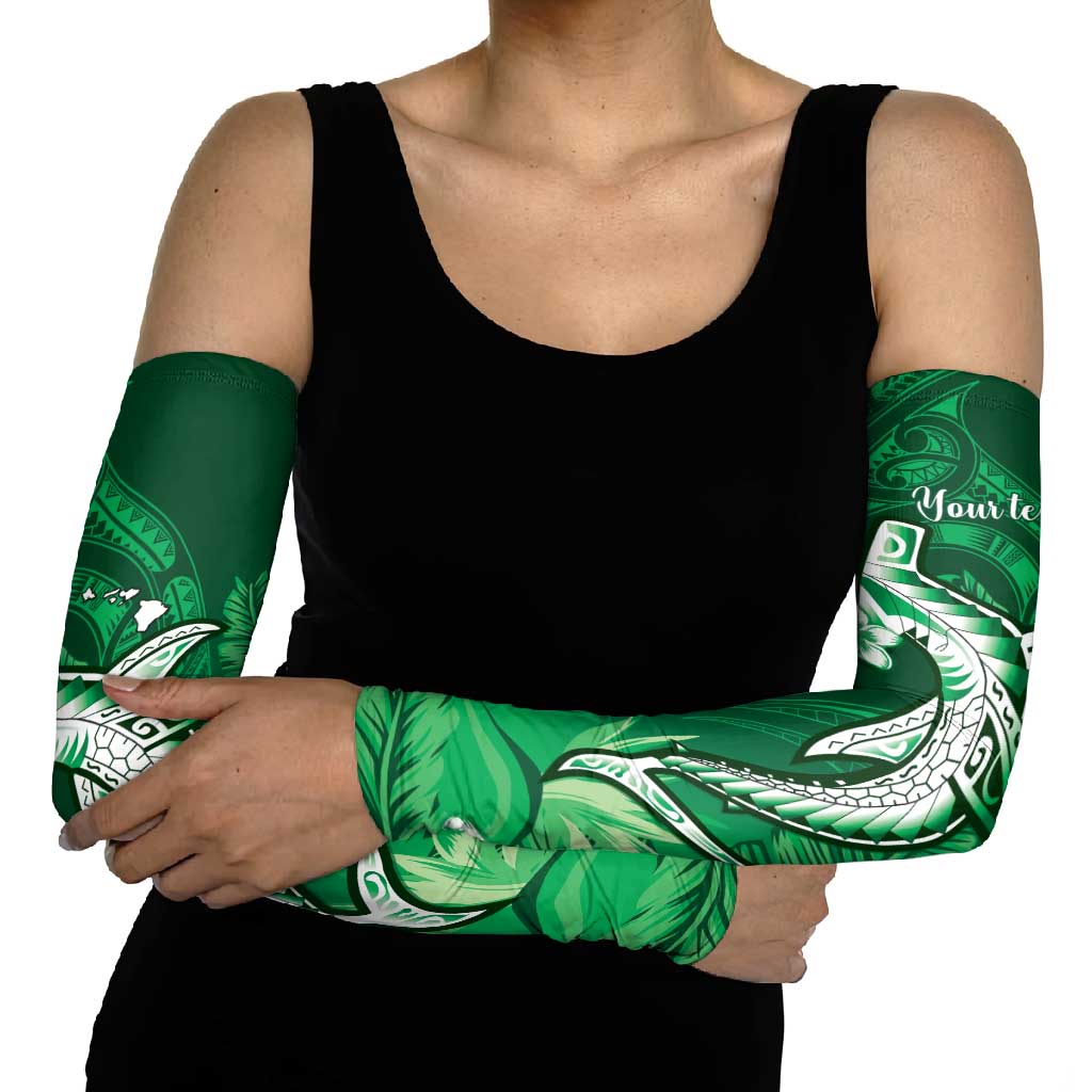 Personalized Hawaiian Maori Hammerhead Shark Arm Sleeves Omaomao Plumeria - Polynesian Pride