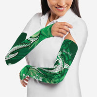Personalized Hawaiian Maori Hammerhead Shark Arm Sleeves Omaomao Plumeria - Polynesian Pride