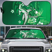 Personalized Hawaiian Maori Hammerhead Shark Auto Sun Shade Omaomao Plumeria LT9 Green - Polynesian Pride