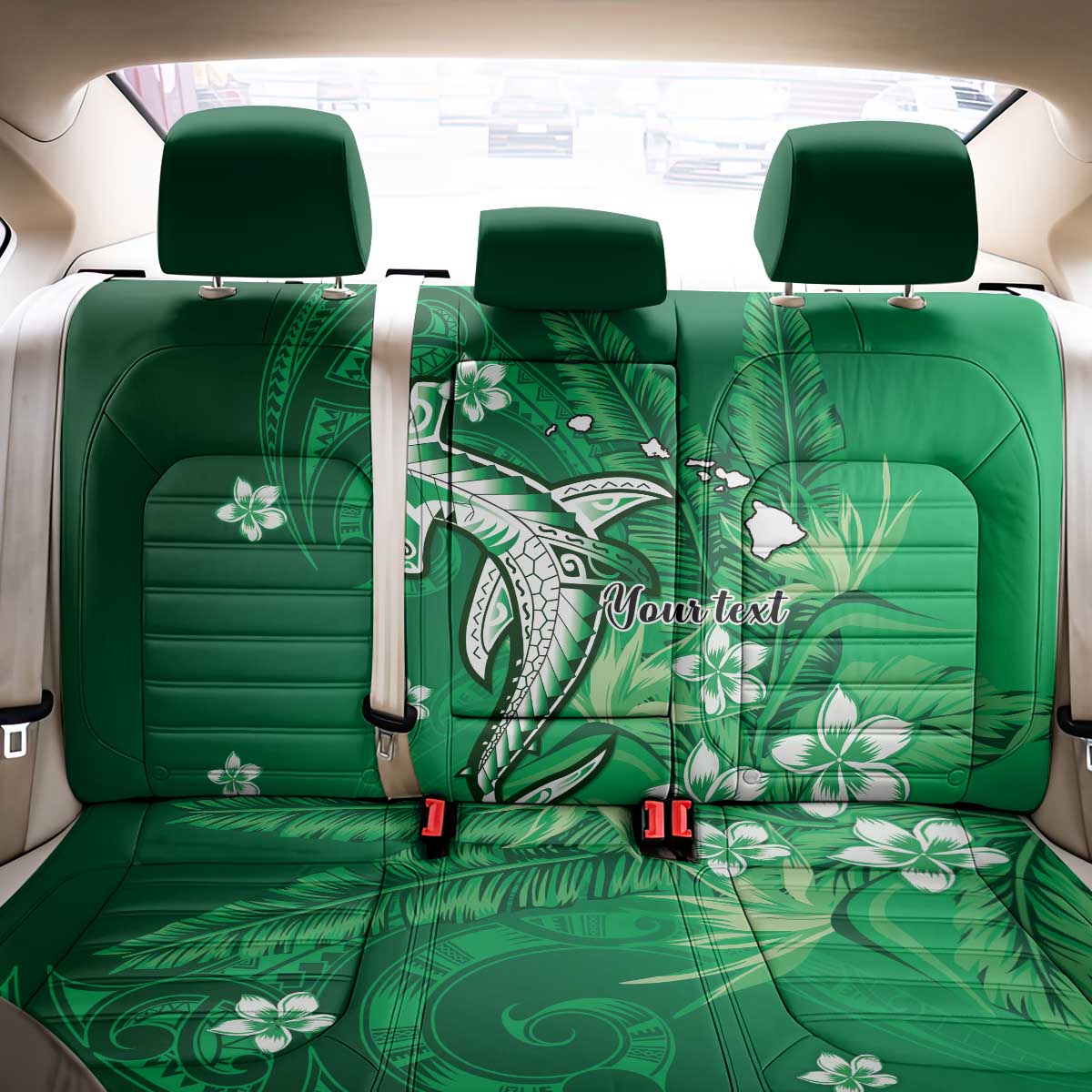 Personalized Hawaiian Maori Hammerhead Shark Back Car Seat Cover Omaomao Plumeria LT9 - Polynesian Pride