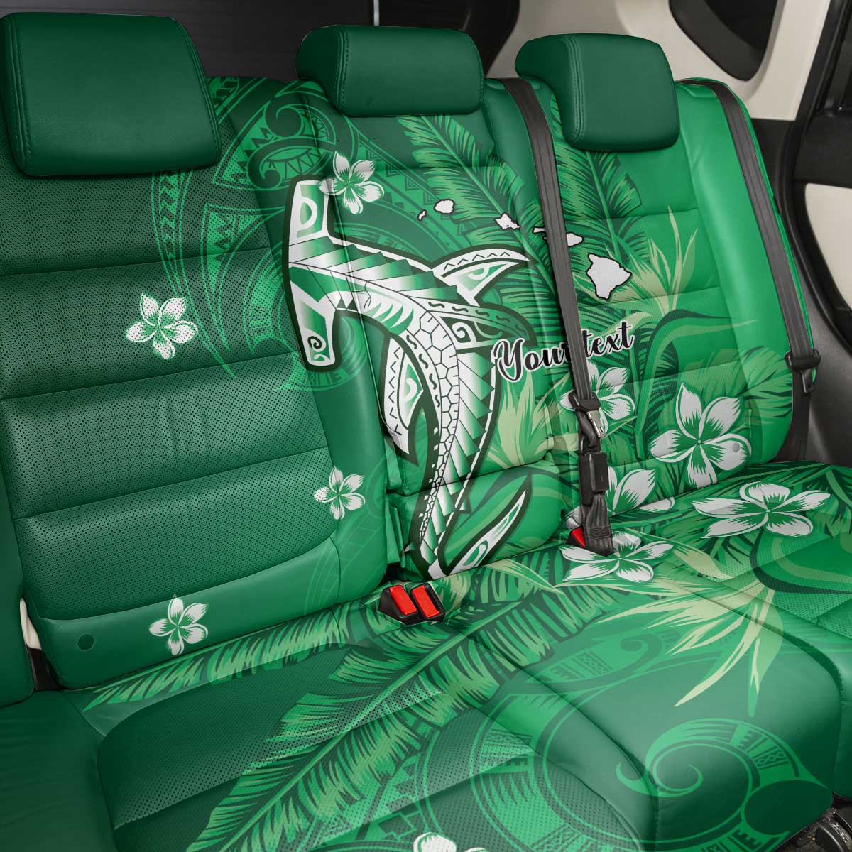 Personalized Hawaiian Maori Hammerhead Shark Back Car Seat Cover Omaomao Plumeria LT9 - Polynesian Pride