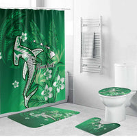 Personalized Hawaiian Maori Hammerhead Shark Bathroom Set Omaomao Plumeria LT9 Bathroom Set (4 pcs) Green - Polynesian Pride