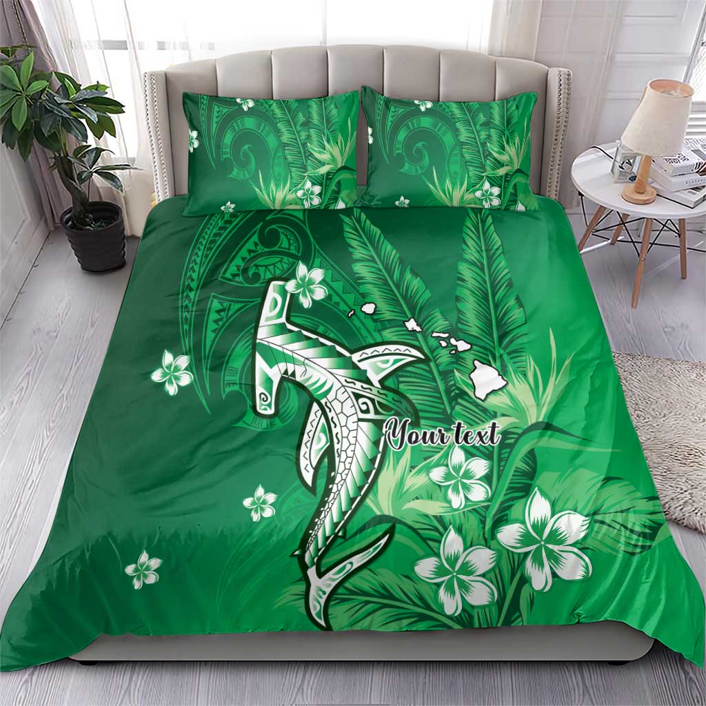 Personalized Hawaiian Maori Hammerhead Shark Bedding Set Omaomao Plumeria - Polynesian Pride