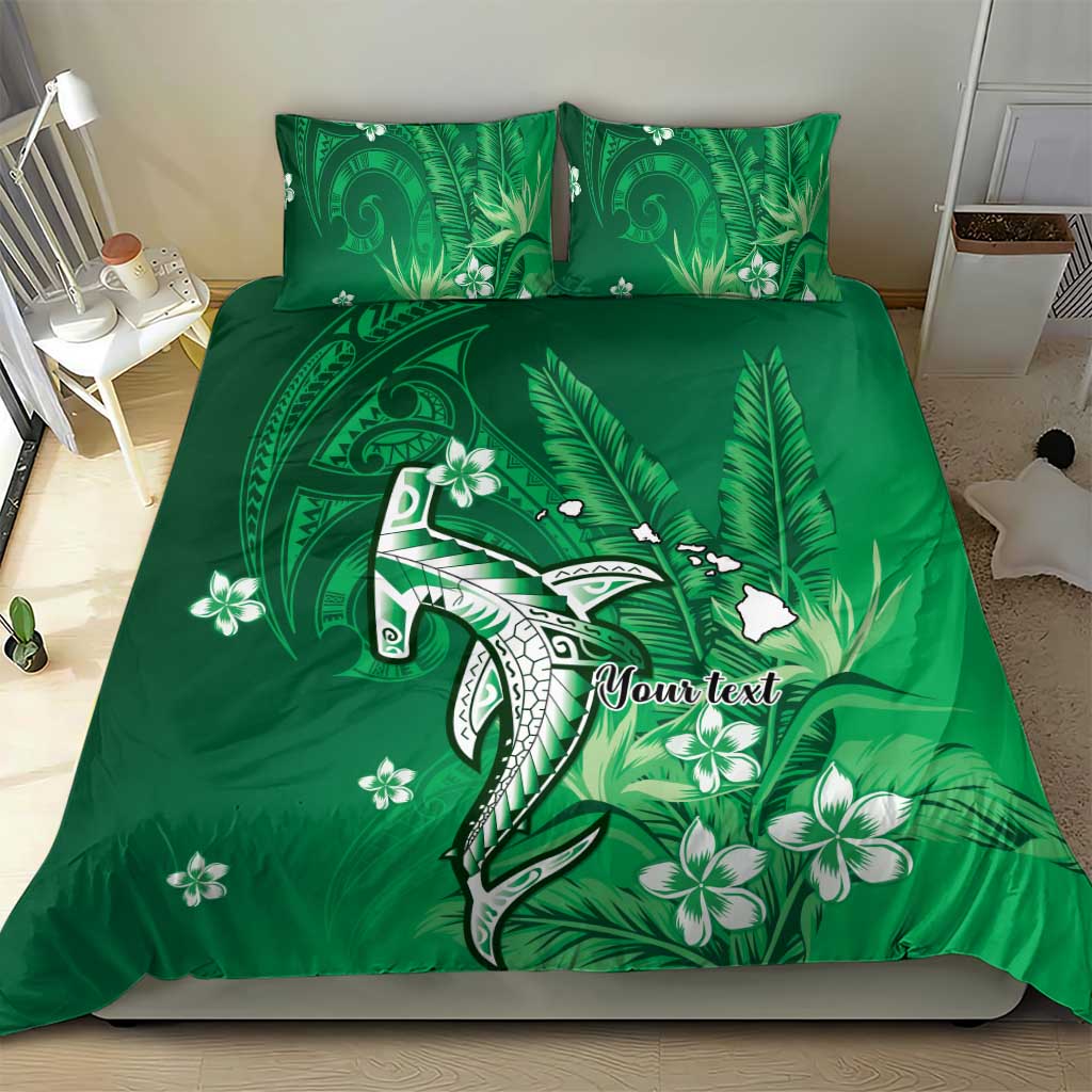 Personalized Hawaiian Maori Hammerhead Shark Bedding Set Omaomao Plumeria - Polynesian Pride