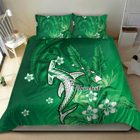 Personalized Hawaiian Maori Hammerhead Shark Bedding Set Omaomao Plumeria - Polynesian Pride