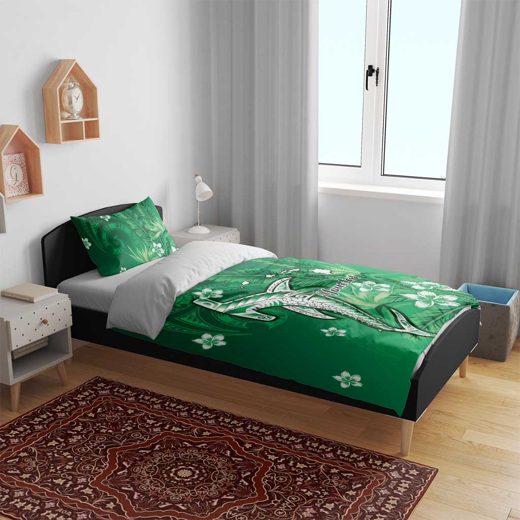Personalized Hawaiian Maori Hammerhead Shark Bedding Set Omaomao Plumeria - Polynesian Pride