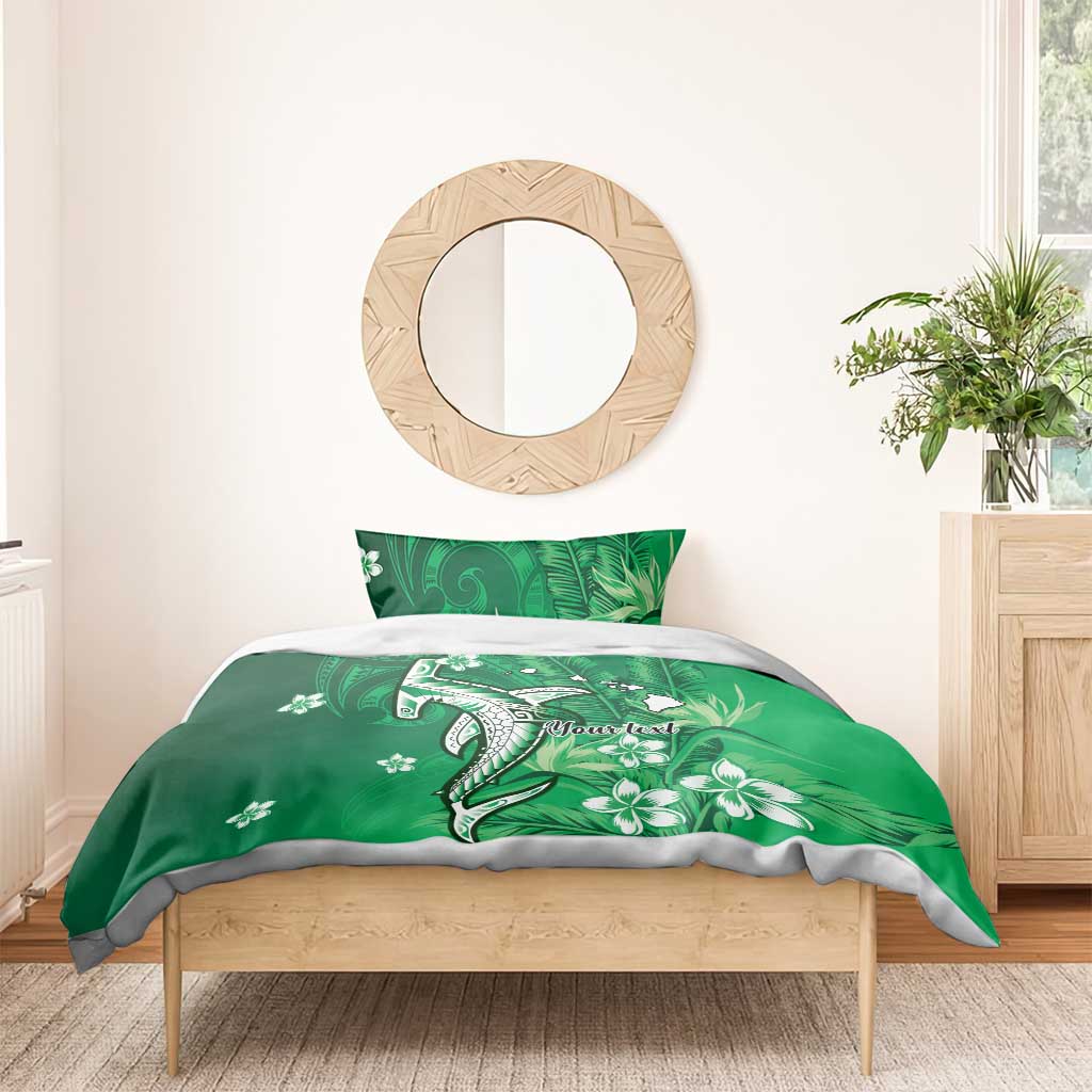 Personalized Hawaiian Maori Hammerhead Shark Bedding Set Omaomao Plumeria - Polynesian Pride