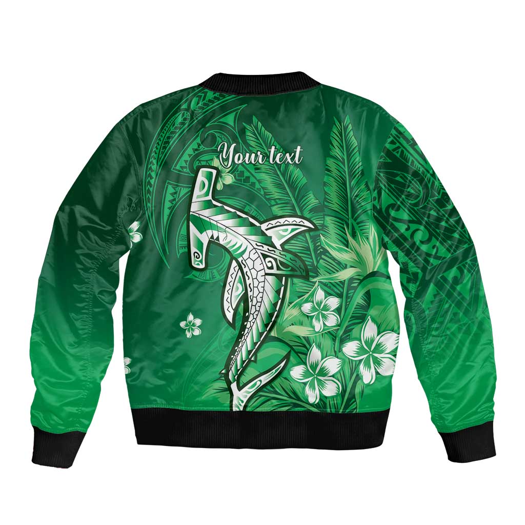 Personalized Hawaiian Maori Hammerhead Shark Bomber Jacket Omaomao Plumeria LT9 - Polynesian Pride