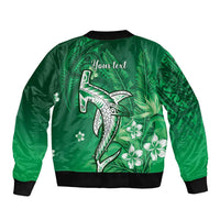 Personalized Hawaiian Maori Hammerhead Shark Bomber Jacket Omaomao Plumeria LT9 - Polynesian Pride