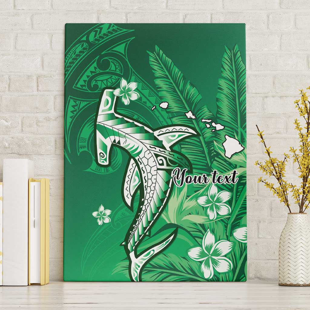 Personalized Hawaiian Maori Hammerhead Shark Canvas Wall Art Omaomao Plumeria LT9 Without Frame Green - Polynesian Pride