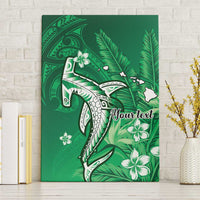Personalized Hawaiian Maori Hammerhead Shark Canvas Wall Art Omaomao Plumeria LT9 Without Frame Green - Polynesian Pride