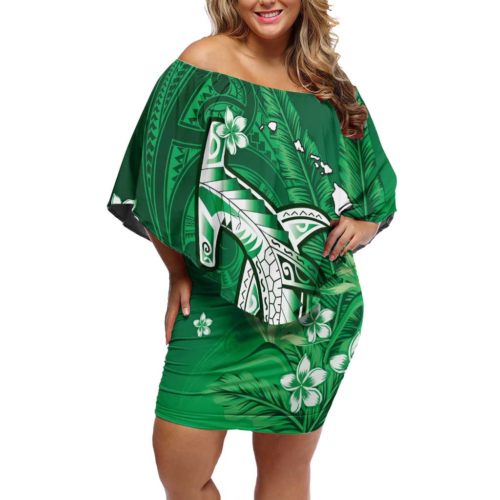 Personalized Hawaiian Maori Hammerhead Shark Family Matching Off Shoulder Short Dress and Hawaiian Shirt Omaomao Plumeria - Polynesian Pride